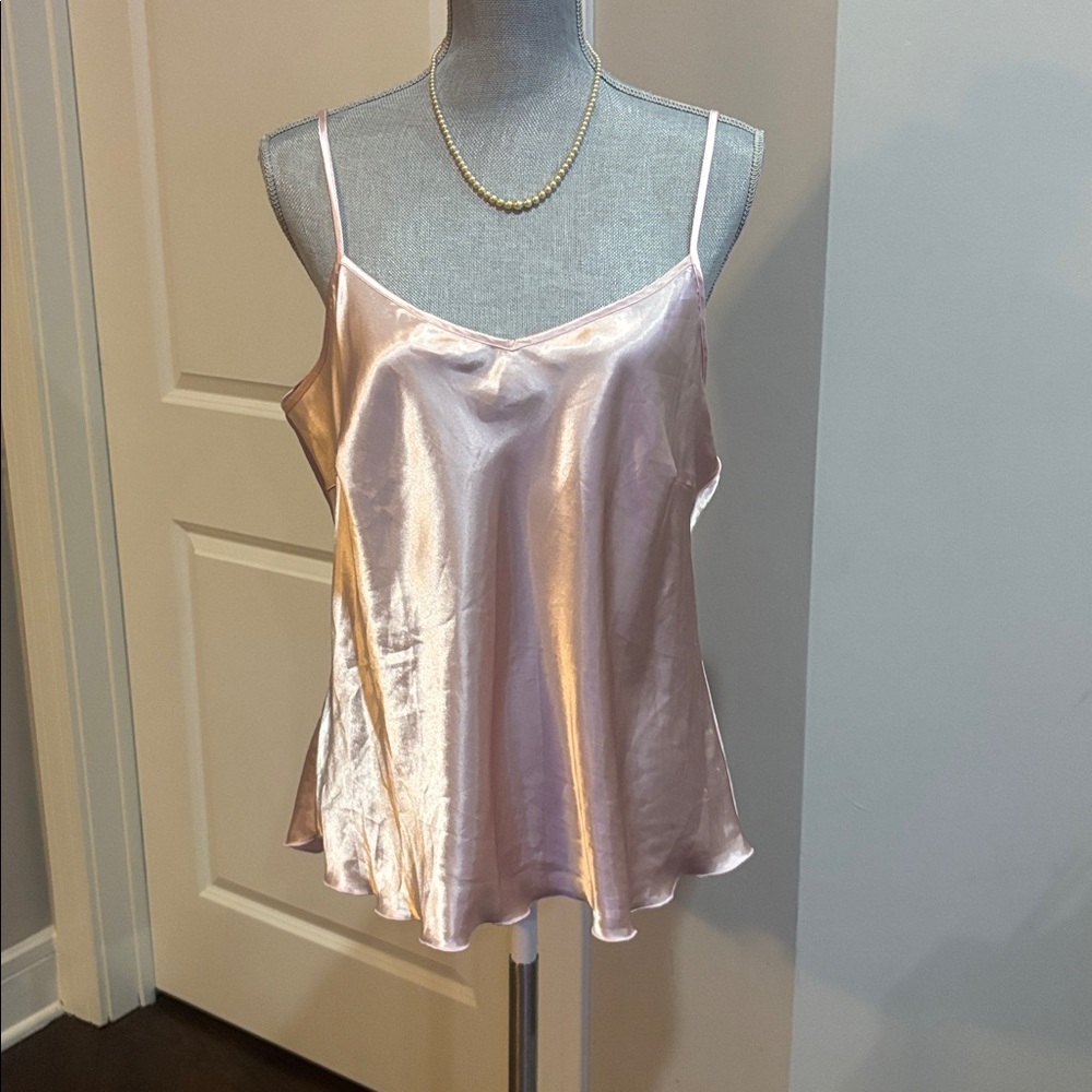 Vtg Y2K Dialogue Elegant Pink Satin Camisole size X-Large